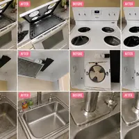 Before and after stove and kitchen cleaning