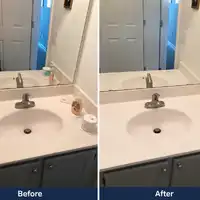 Before and after bathroom sink cleaning