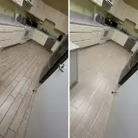 Before and after kitchen floor cleaning